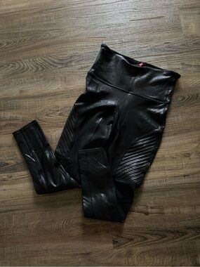 SPANX Black High-Waist Shaping Moto Design Leggings